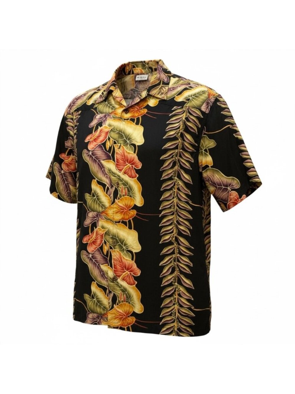Kamehameha Vintage Hawaiian Men's Shirt M Button-Up Vibrant Tropical Print Black